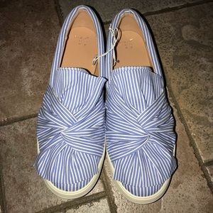 Blue/White Slip-ons